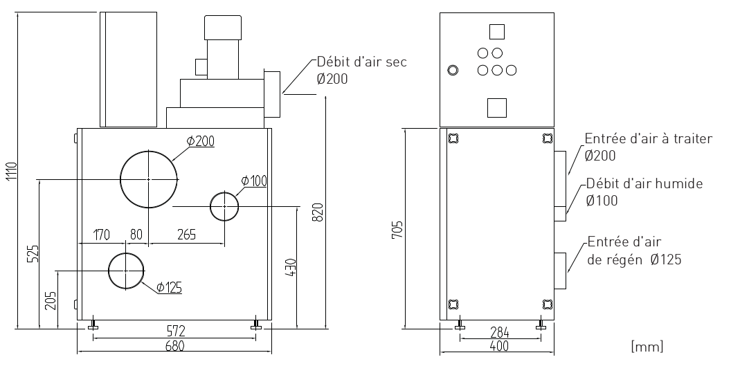 Dimensions déshydrateur industriel R-060BR