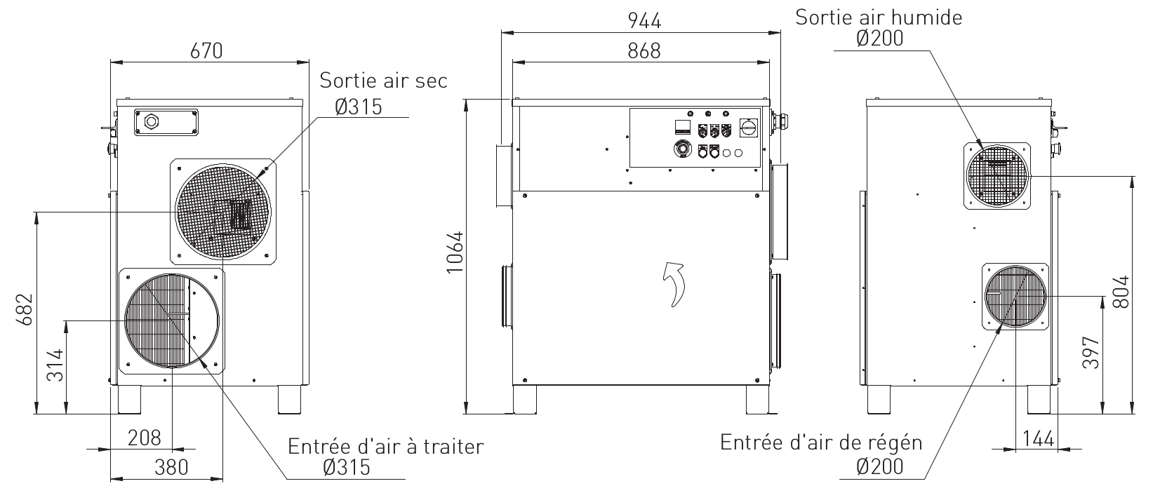 Dimensions déshumidificateur industriel RL-61