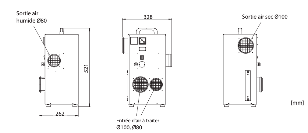 Dimensions déshumidificateur industriel DR-010B